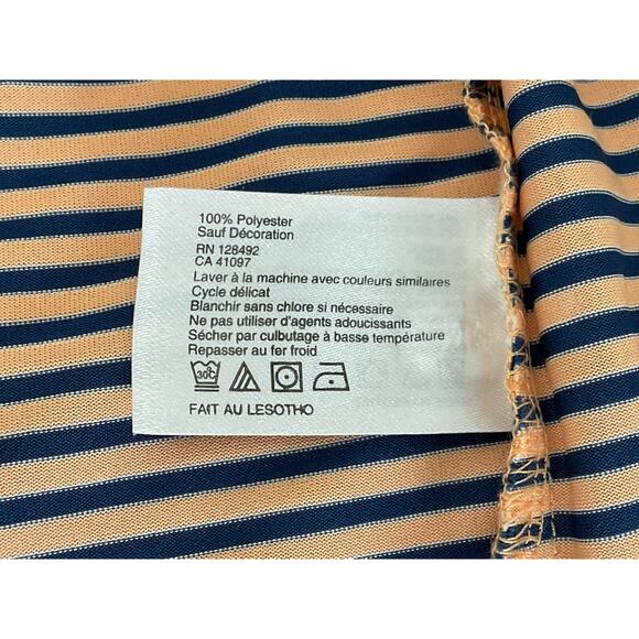 Greg Norman XL PlayDry Peach Navy Striped Polo Shirt Moisture Wicking Golf - Picture 7 of 9